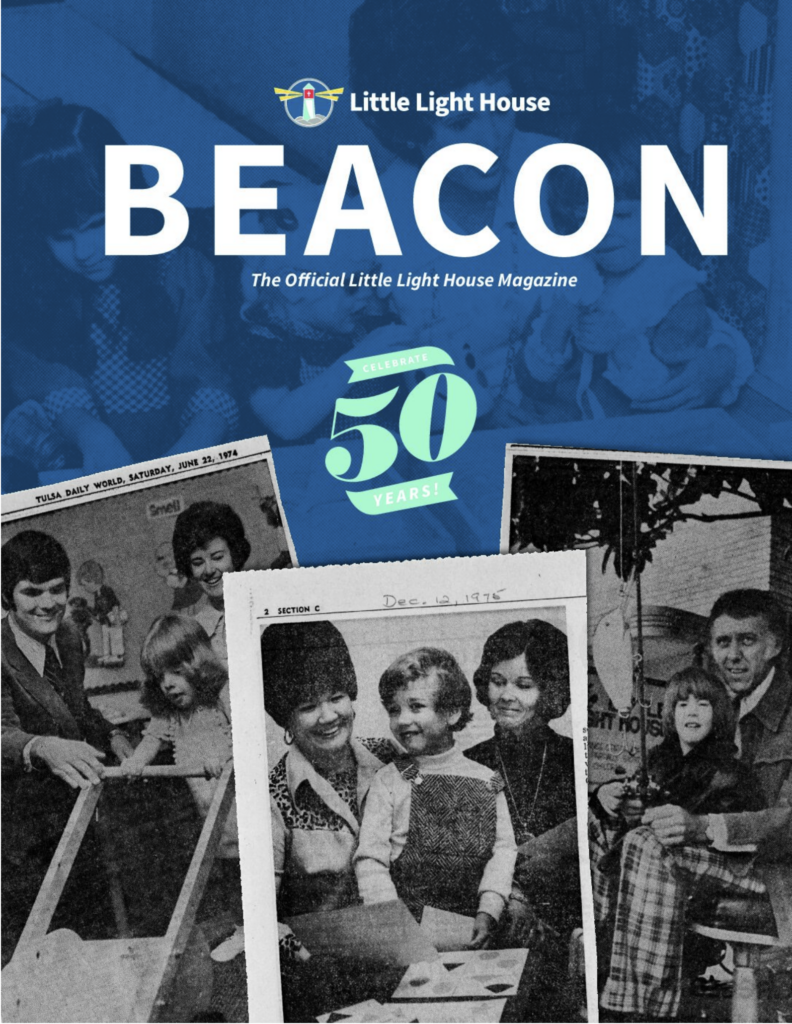 A Beacon cover featuring three vintage photos of teachers with students from the 1970s, when LLH first opened.